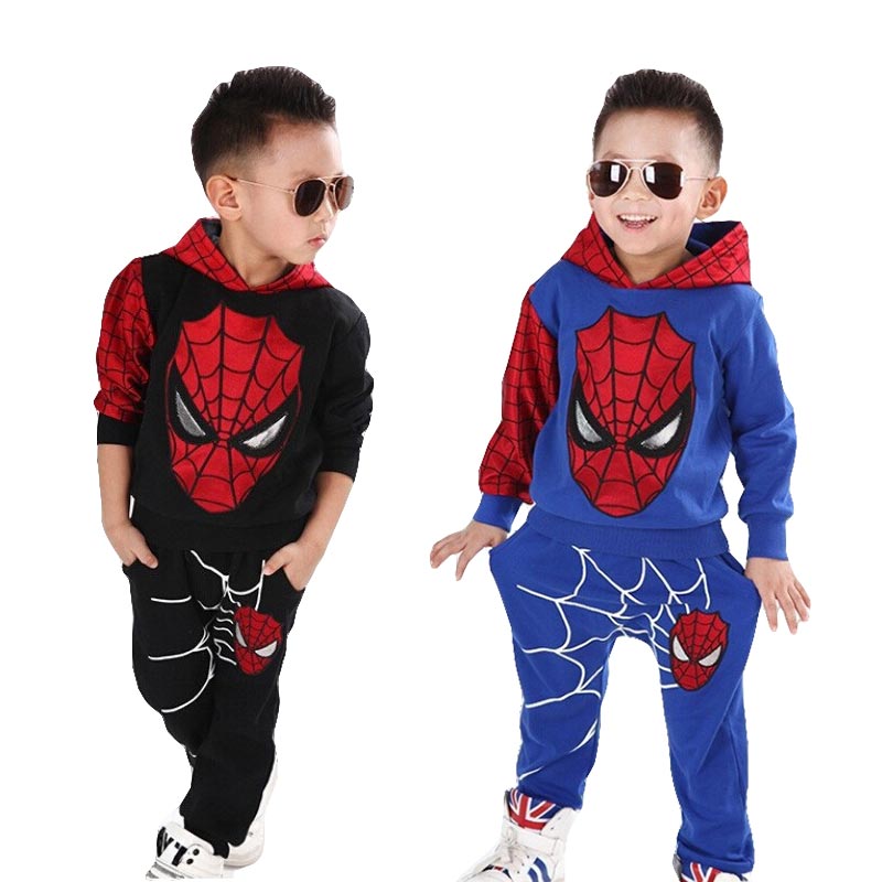 New Baby Boys Spring Autumn Spiderman Sports suit 2 pieces set Tracksuits Kids Clothing sets 100-140cm Casual clothes Coat+Pant